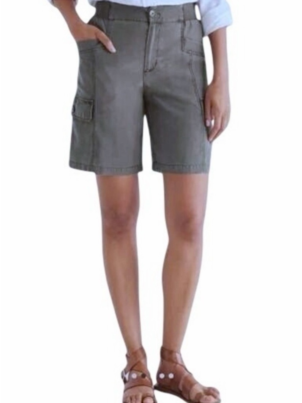 Soft Surroundings Bayside Cargo Utility Short Sz L w MEASUREMENTS Grey Gray